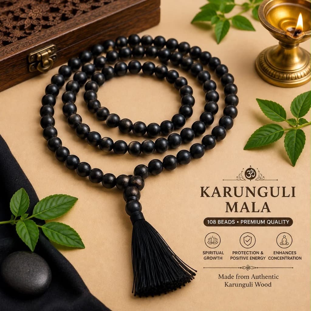 Original Karungali Mala – 108 Beads (Black Ebony Wood)