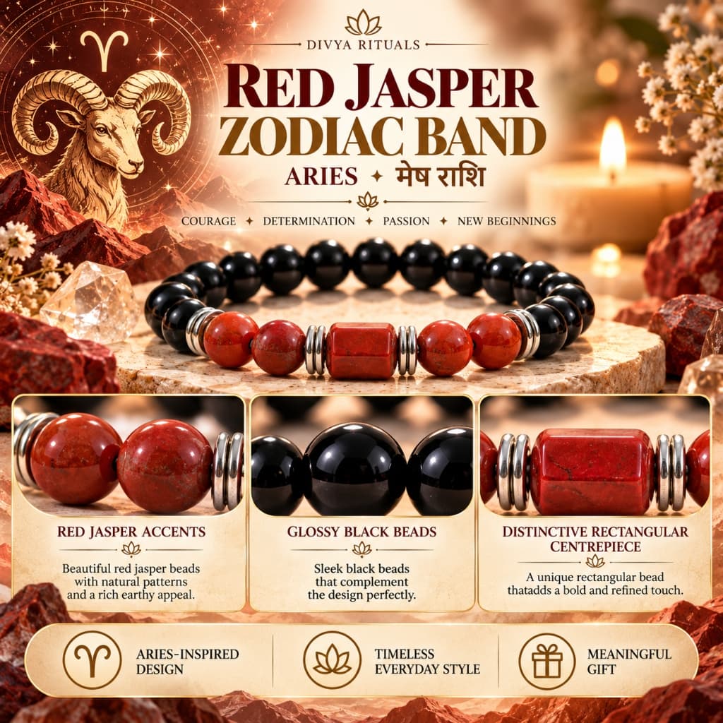 Red Jasper Zodiac Band – Aries (मेष राशि)