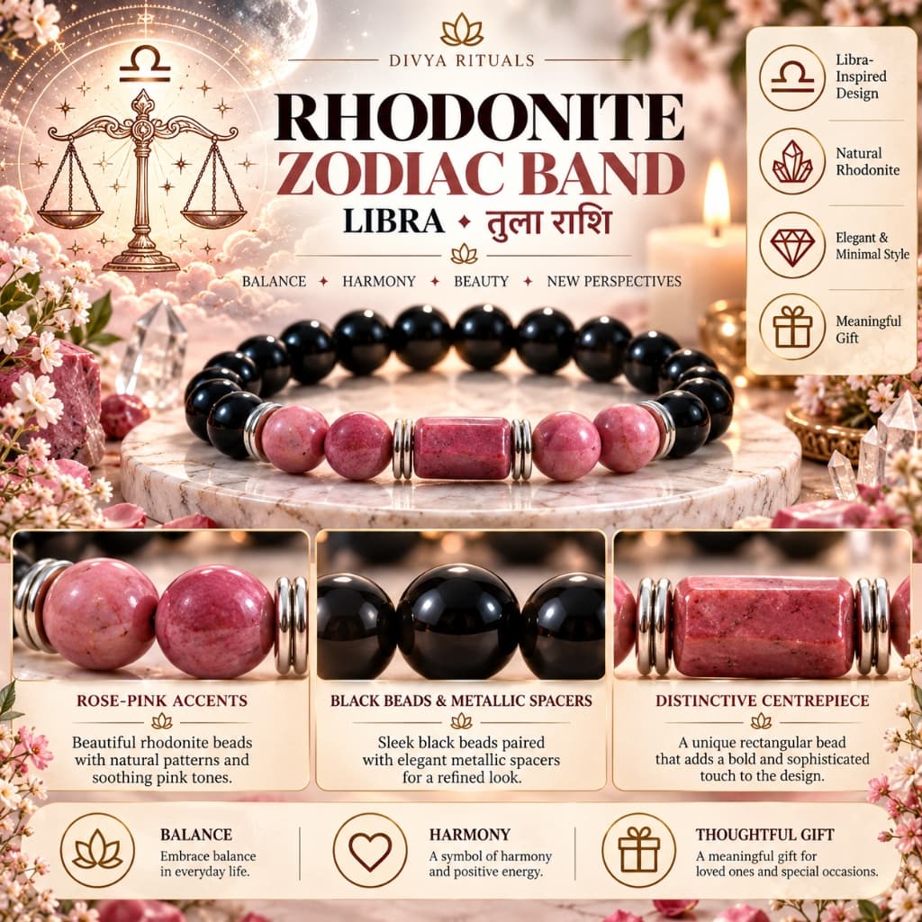 Rhodonite Zodiac Band – Libra (तुला राशि)