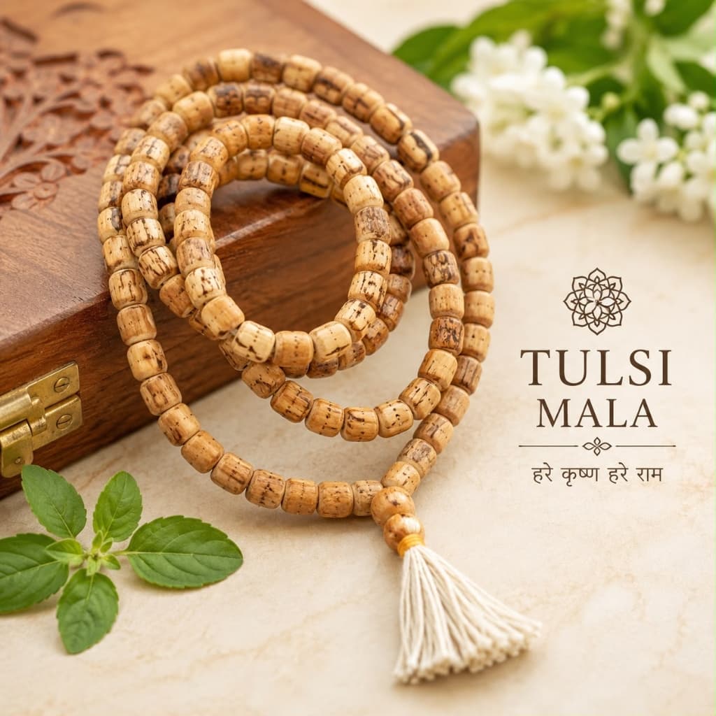 Tulsi Japa Mala – 108 Beads (Holy Basil Wood)
